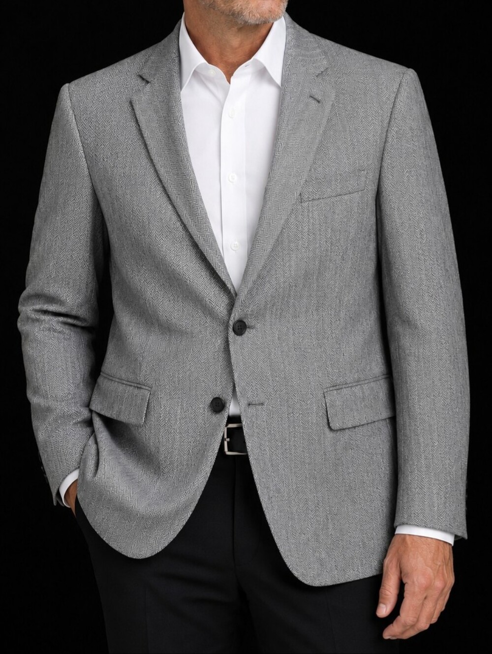 Gianfranco Ruffini 100% Silk Gray Herringbone Sport Coat Italy Men Size 42L